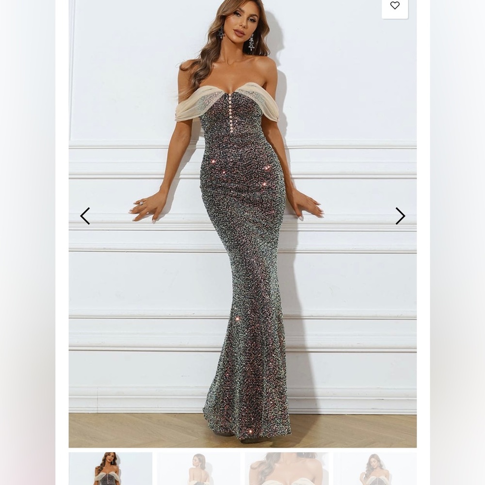Off Shoulder Mermaid Hem Sequins Dress